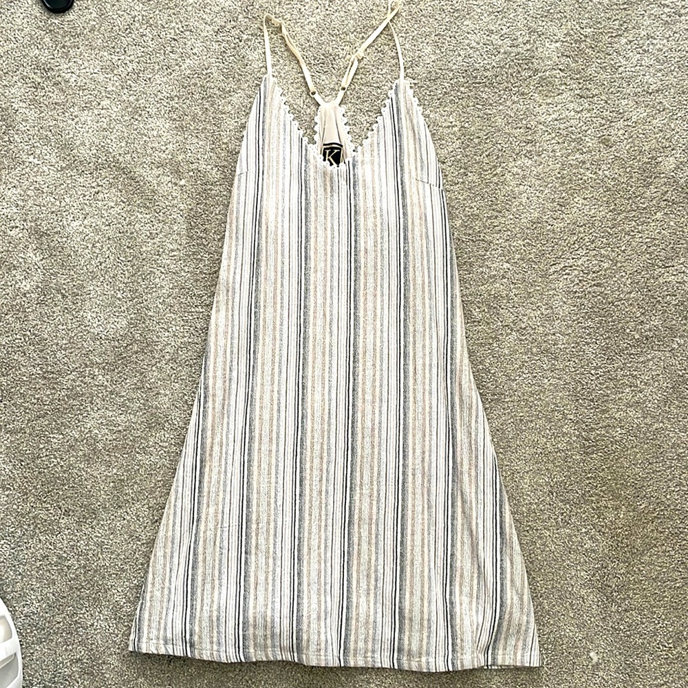 Kinnucan’s Dress, Size S, blue/tan/white stripes